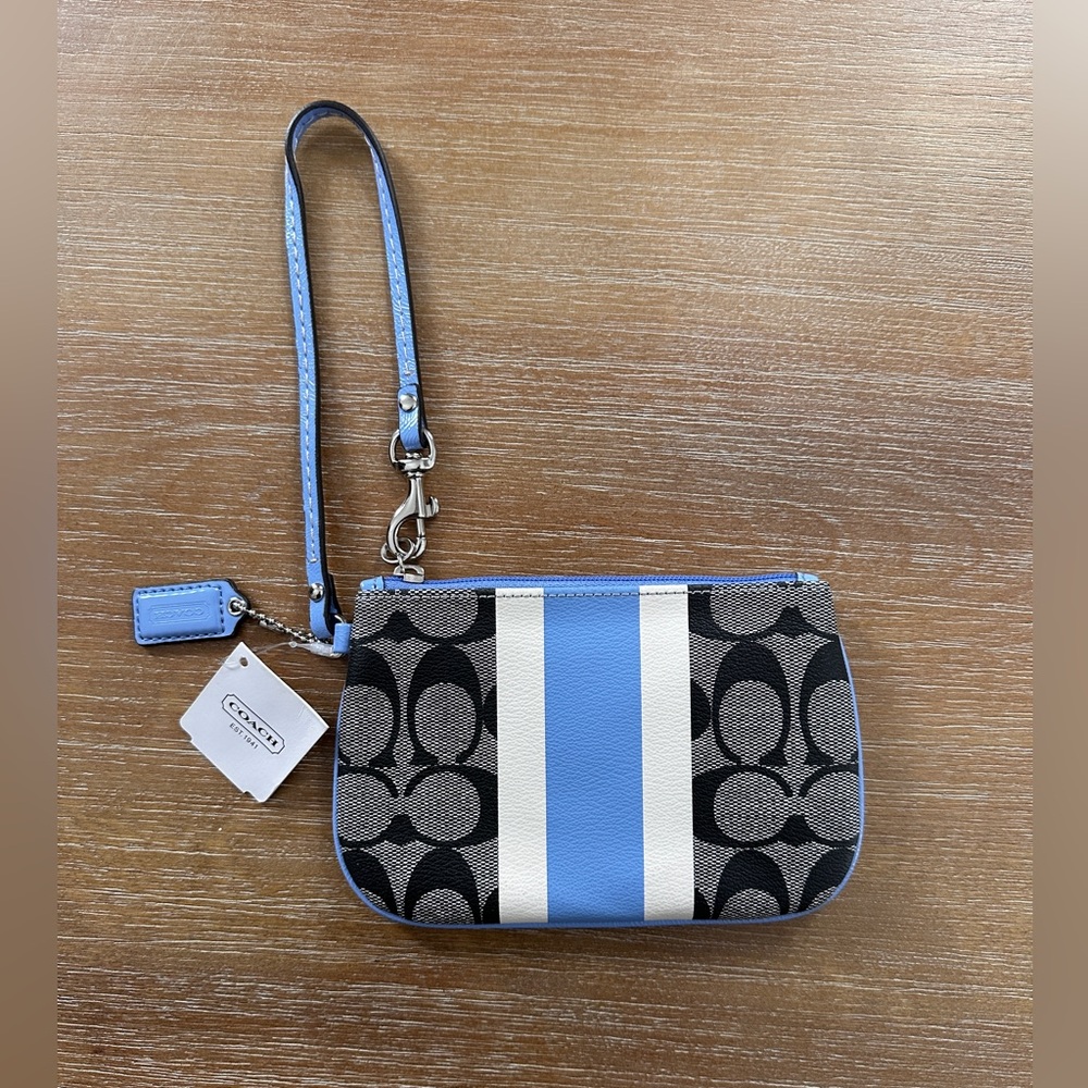 Coach Sky Blue and Black Wristlet